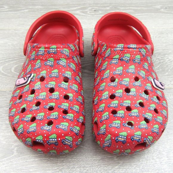 Crocs Vineyard Vines Christmas Holiday Red Classic Clog Size M5/W7 NEW - Picture 2 of 12